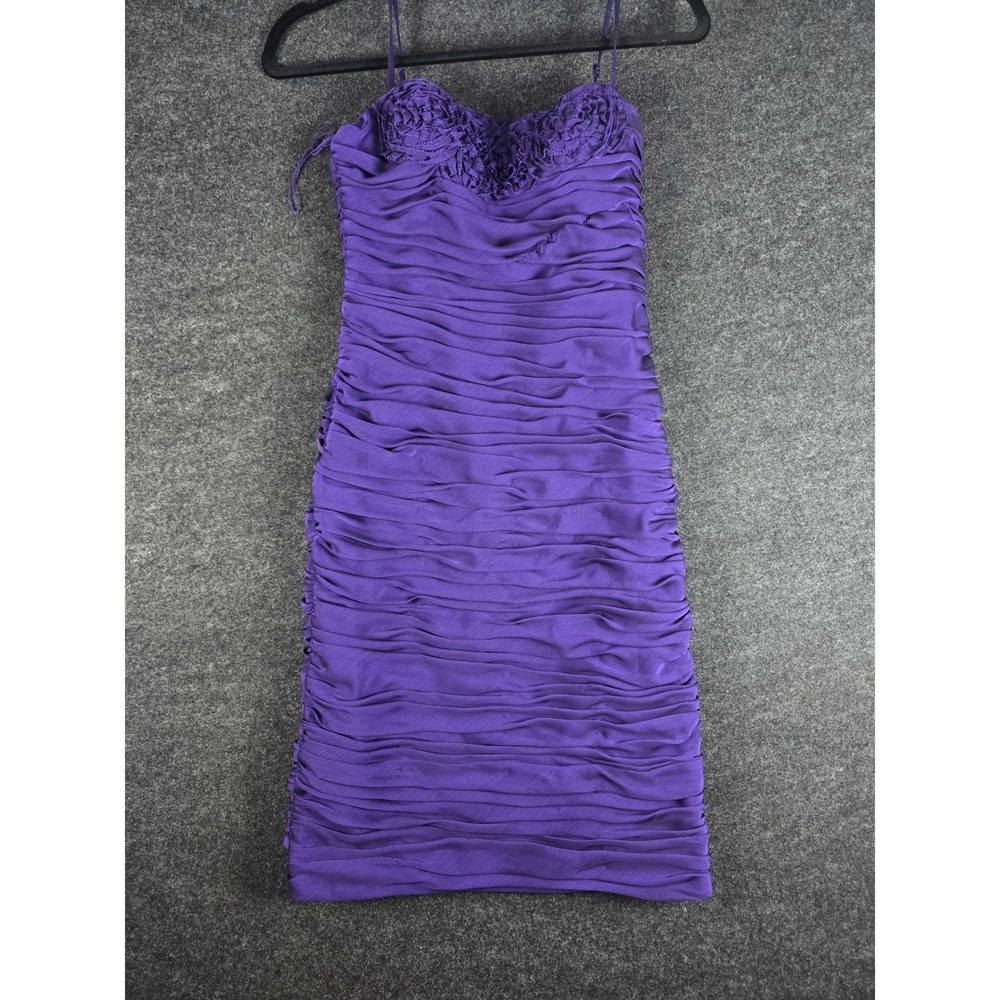 Adrianna Papell Boutique Women's Purple Textured Cocktail Dress Strapless Sz 2P